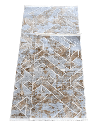 סט ראנר גאומטרי מפורק בגווני חום ואפור