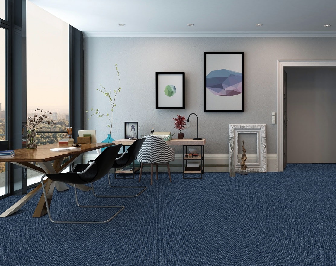 שטיח מקיר לקיר לולאות כחול (רוחב גליל 3.66 מטר)