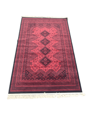 שטיח ויסקוזה בלגי בדוגמה אפגנית אדום משולב עם שחור  : image 1