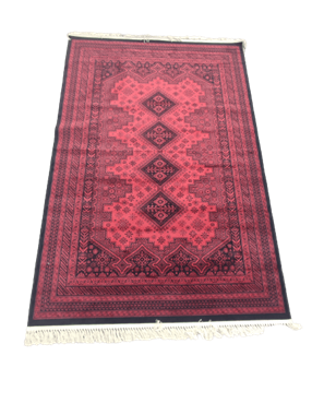 שטיח ויסקוזה בלגי בדוגמה אפגנית אדום משולב עם שחור  : image 2