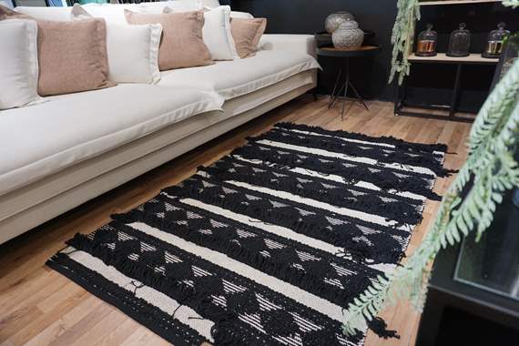 שטיח רצפה דגם Boho שחור לבן משולב  : image 1