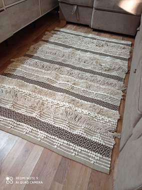 שטיח רצפה דגם BOHO חום ושמנת  : image 2