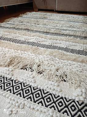 שטיח רצפה דגם BOHO שחור ושמנת : image 3