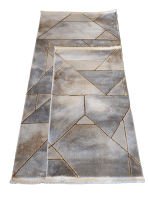 סט ראנר גאומטרי משולשים בגווני אפור בז