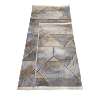 סט ראנר גאומטרי משולשים בגווני אפור בז