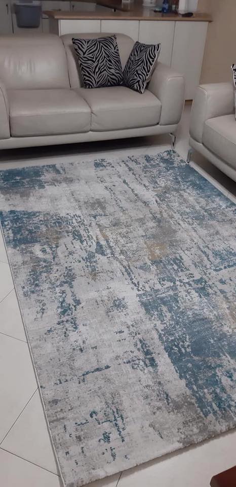 שטיח רצפה  טורינו כחול וחרדל